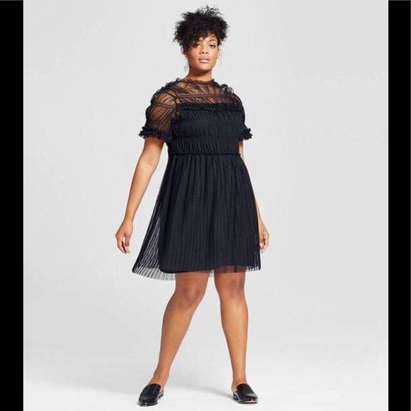 Who What Wear Dresses & Skirts - Black dress Rouched Mesh Dress plus size